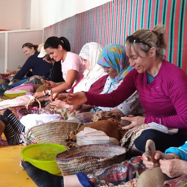 women working on argan oil